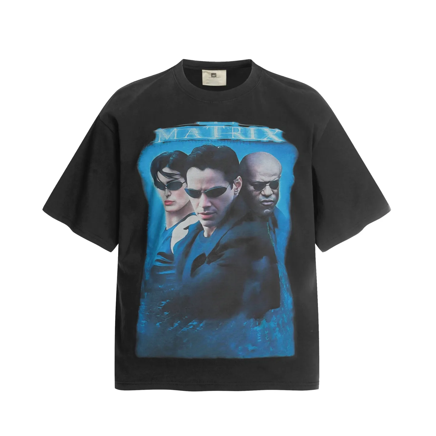 VT9249 P140💰 SAINT Michael "The Matrix" Punk Style Portrait Digital Direct Inkjet Printing Retro Washed Distressed Short-Sleeved T-shirt Small Neck Design White Ink Digital Direct Inkjet Printing High Street Retro Heavy Duty Distressed Vintage Short Sleeves Size: S M L XL